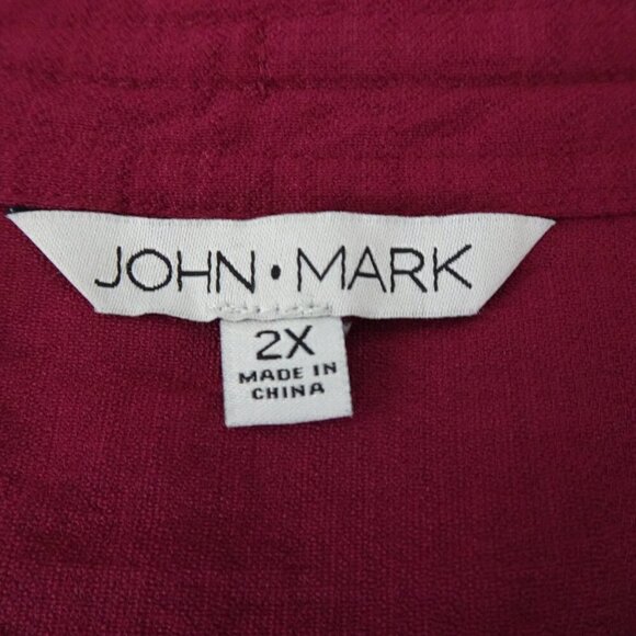 John Mark Tunic Top Women's Plus Size 2X Red Wine Color Relaxed Fit - Picture 6 of 10